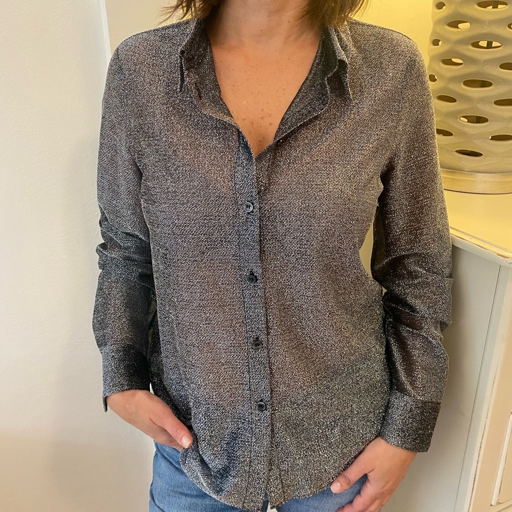 Shimmer Button Up Top
